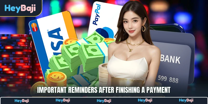 Important reminders after finishing a payment